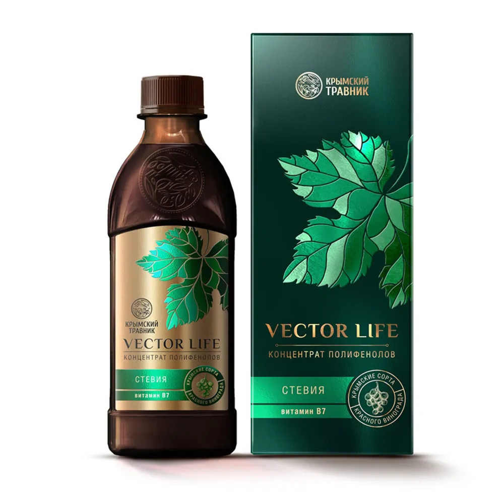 Концентрат полифенолов 0,25л cо стевией и витамином В7 VECTOR LIFE /Крымский травник/